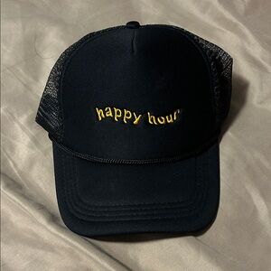Black Trucker Hat with Yellow Embroidery